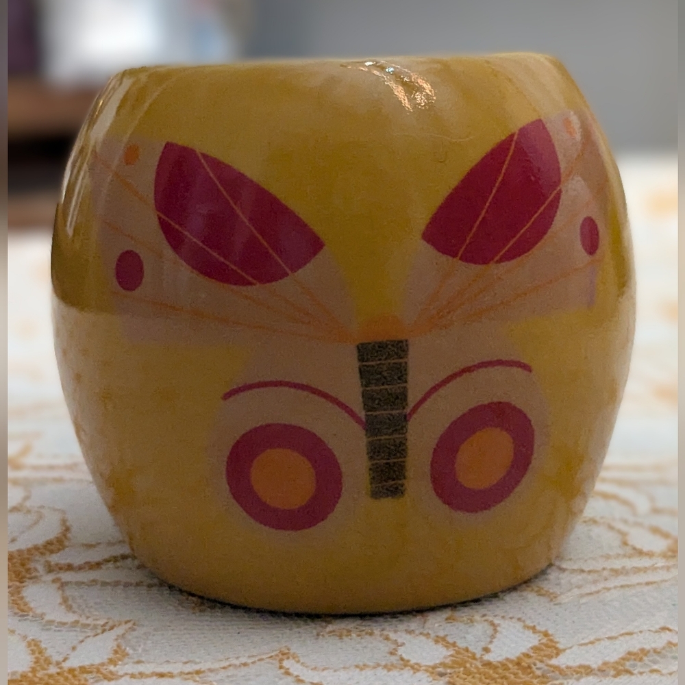Retro Y2K Geometric Butterfly Yellow Votive Candle HolderAdorable little yellow